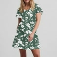 thumbnail image 6 of Hvot&aat Womens Summer Dress Floral Print Casual Short Sleeve Dress with Pockets A-Line Swing Dress for Beach or Daily Wear, 6 of 7