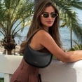 thumbnail image 2 of Bolso de hombro BOSTANTEN Crescent de cuero vegano negro para mujer, 2 of 7