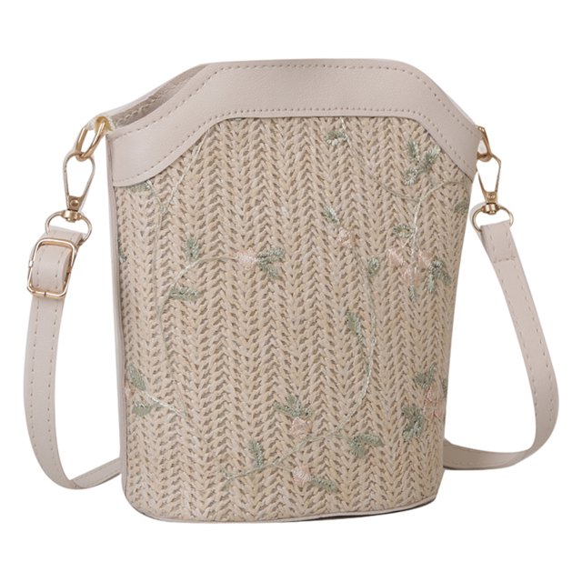 Bolsos Mujer Bolso Mano Tejido A La Bolso Playa Retro Sólido (Beige)
