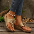 thumbnail image 6 of Xdegoge Flatform Wedges for Women Open Toe Floral Thong Sandals Cushion Low Wedge Slide Slippers Perforated Leather Beach Footwear, 6 of 9