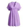 thumbnail image 7 of XuJwPNcy Womens Summer Dresses V Neck Short Sleeve Tshirt Dress Flowy Knee Length Beach Dresses Travel Vacation Outfits, 7 of 7