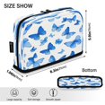thumbnail image 3 of Standing Pencil Case with Base Large Capacity Stationery Pouch Pen Bag with Zipper for Women Men Blue Butterfly Pattern, 3 of 7