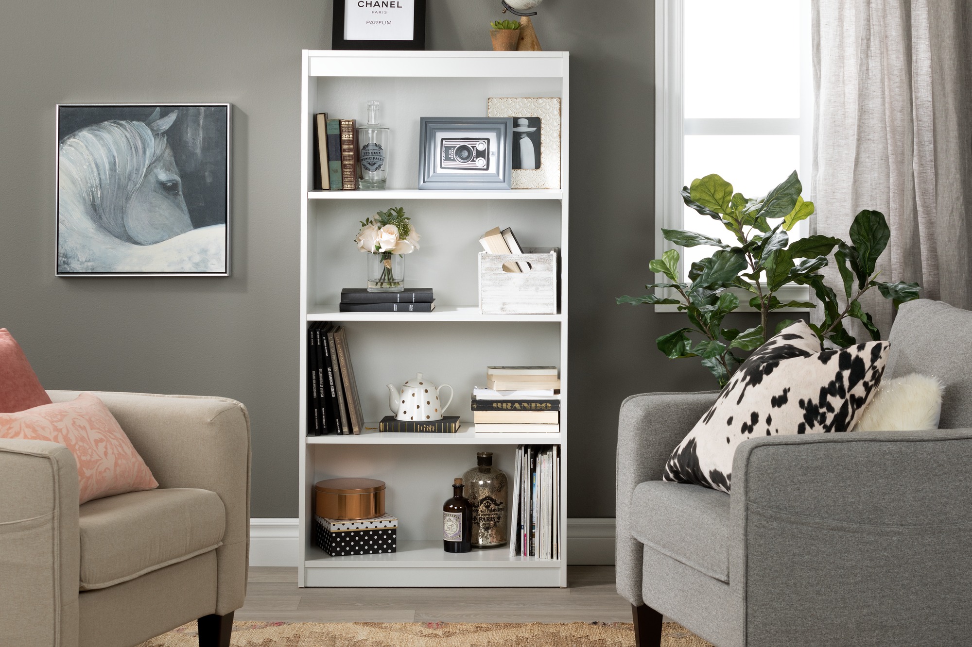 South Shore Smart Basics 4-Shelf 56" Bookcase, Multiple Finishes - image 4 of 7