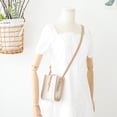 thumbnail image 4 of Retro polyester contrast phone bag belt buckle small square bag retro diagonal mini bag-apricot, 4 of 5