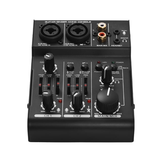 Mistaha Mini USB Sound Card Mixer with 3 Channels, EQ, Phantom Power, Balanced Output - Portable Audio Mixing Console Q303