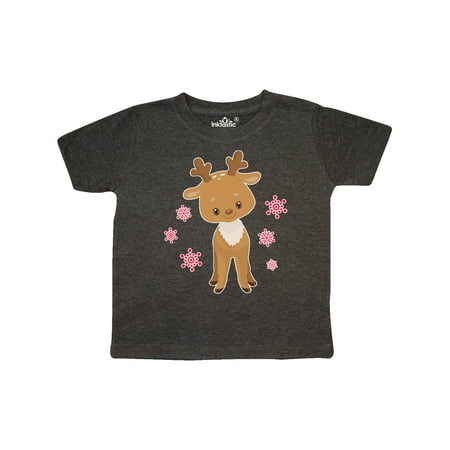 

Inktastic Cute Christmas Reindeer with Snowflakes Gift Toddler Boy or Toddler Girl T-Shirt