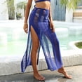 thumbnail image 5 of MELDVDIB Womens Mesh Skirt Elastic Waisted Hem Slit Elegant Summer Skirt Fashion Casual Solid Color Beach Cover-Up Long Skirts, 5 of 9