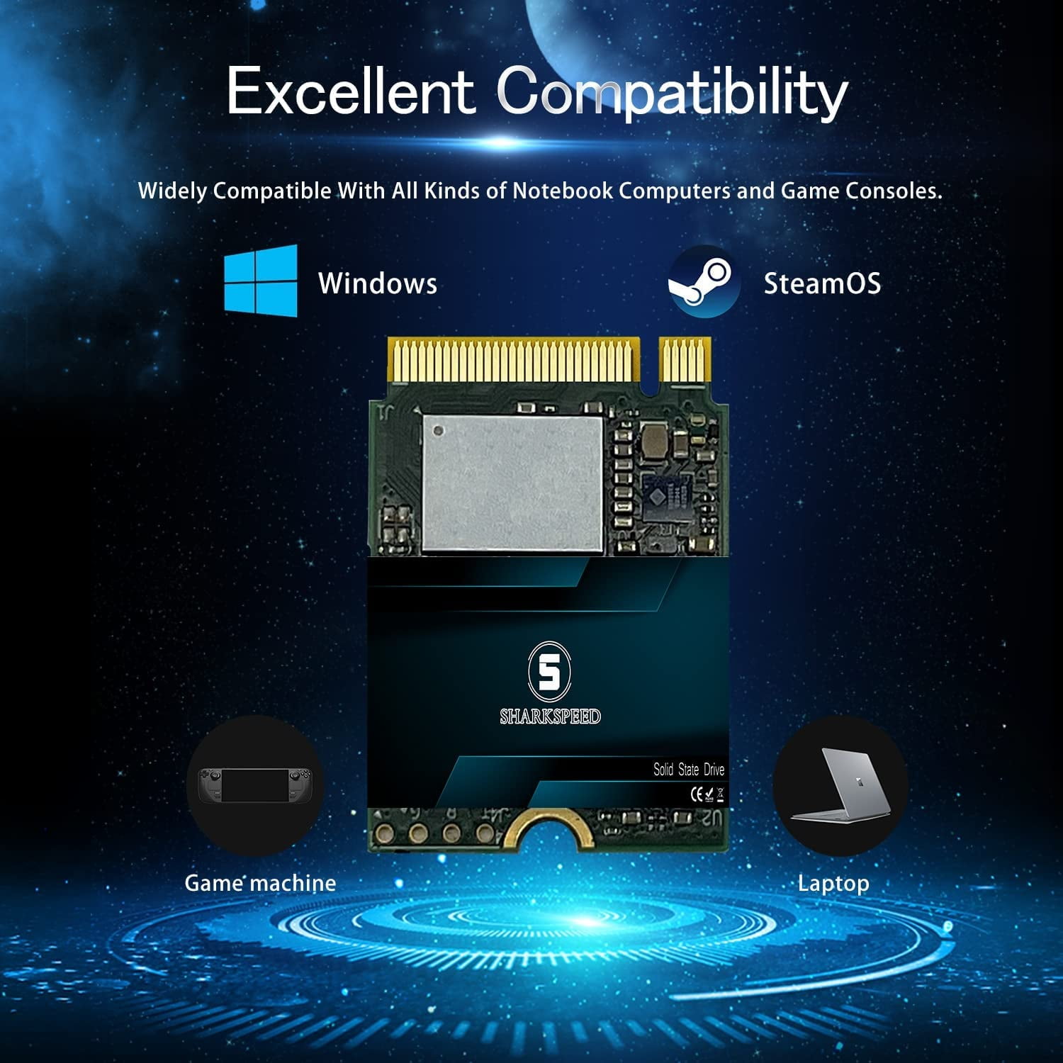SSD 512GB M.2 2230 NVMe PCIe Gen 3.0X4 SSHARKSPEED Internal Solid State Drive,&nbsp;Compatible with Steam Deck, Microsoft Surface Pro, Ultrabook, Laptop, Desktop PC (M.2 2230 PCIe, 512GB)