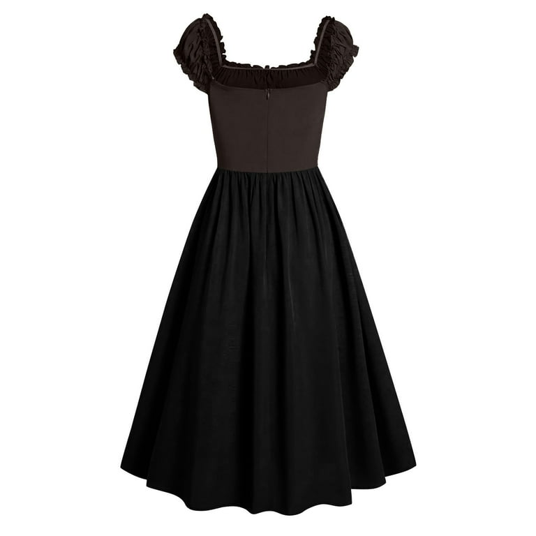 FYEGRE Ladies' Tight Corset Dress Cottage Dress with Pockets Seeveless Mid  Length Summer Dress for and Themed Events Black XXL - Walmart.com