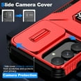 thumbnail image 3 of Dteck for Samsung Galaxy A36 5G Case with Slide Camera Lens Cover + Finger Ring Holder Kickstand,Heavy Duty Shockproof Rugged Protective Phone Cover for Samsung A36 5G 2025,Red, 3 of 8
