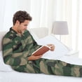 thumbnail image 6 of Lsque Jungle Green Camo USA Flag Pattern Long Sleeve Pajama Set for Men - Soft 2-Piece Sleepwear and Loungewear Set with Pockets, Comfy Nightwear-Small, 6 of 7
