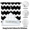 thumbnail image 3 of Black Wavy Swag Valances for Windows 2 Pack Stripes Swag Kitchen Curtains 63 Inches Long Rod Pocket Short Window Treatment for Kitchen Bathroom 36"x63", 3 of 8