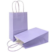 AZOWA Lavender Gift Bags Mini Small Kraft Paper Bags with Handles (4 x 2.4 x 6 in, Light Purple, 12 Pcs)