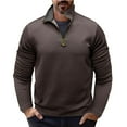 thumbnail image 1 of Blusa y camisa de manga larga con cuello alto para hombre, informal, de color liso, con cremallera, de poliéster, 1 of 6
