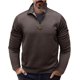 thumbnail image 1 of Blusa y camisa de manga larga con cuello alto para hombre, informal, de color liso, con cremallera, de poliéster, 1 of 6