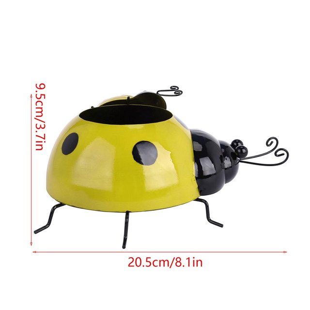 Metal Ladybug Flower Planter Insect Design Flower Pot for Indoor or Outdoor Decoration