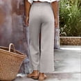 thumbnail image 6 of Miluxas Women's Lightweight Airy Wide Leg Pants Solid Loose Fit Buttons Trousers with Pockets for Summer Daily Wear Loungewear Gray, 6 of 9