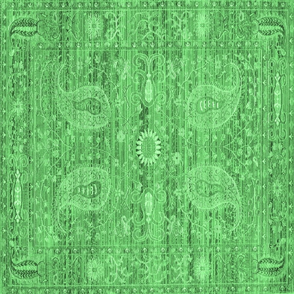 Ahgly Company Indoor Square Persian Emerald Green Traditional Area Rugs, 6' Square