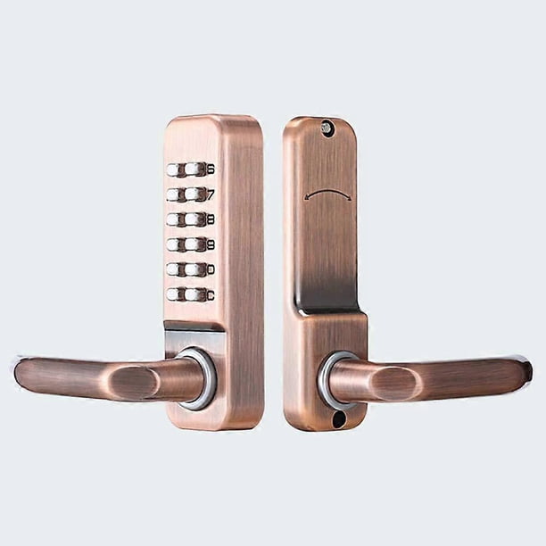 Digital Password Mechanical Door Lock Set, Red Bronze Sliding Swing Password Combination Keyless Entry Door Lock for Home, Office (Need Door Frame if