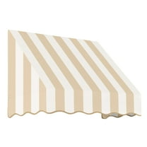 Awntech 4.38 Ft San Francisco Closed-Sided Fixed Awning Canopy (52.5in x 24in x 42in), Linen/White Stripe