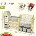 thumbnail image 7 of Kids Bookshelf Toy Storage Organizer with 17 Bins and 4 Bookshelves, Multi-functional Nursery Organizer Kids Furniture Set Toy Storage Cabinet Unit with HDPE Shelf and Bins for Playroom, Light Green, 7 of 7