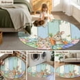 thumbnail image 5 of Round Rugs 5 Ft, Easter Non Slip Area Rugs for Kitchen Bedroom Entryway, Spring Rabbit Eucalyptus Leaves Eggs Wooden Washable Carpet Runner Rug Floor Mats for Bedroom Home Decor, 5 of 8