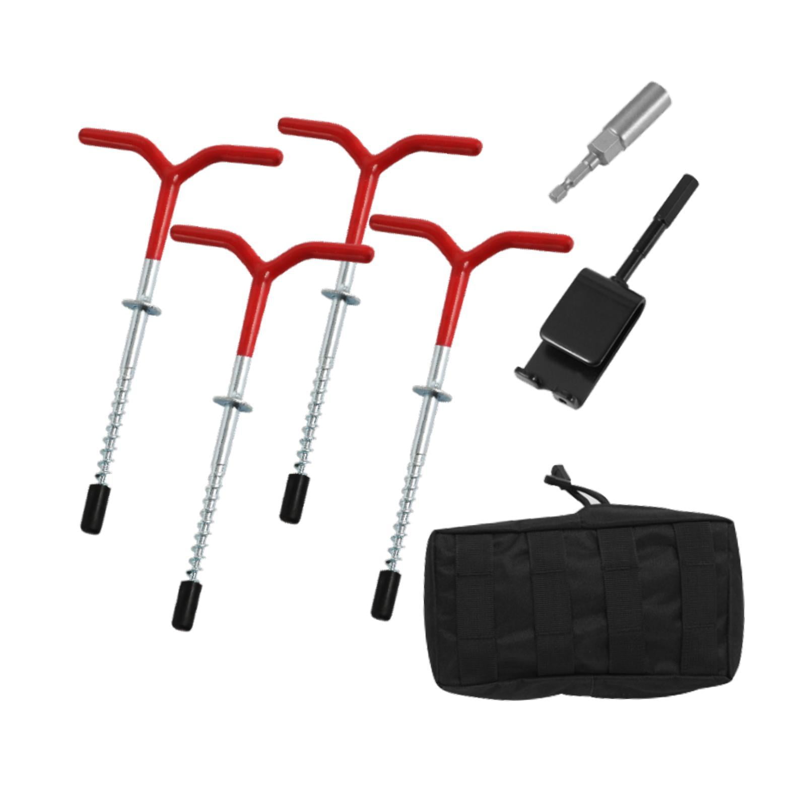 harayaa 4Pcs Ice Fishing Anchors Ice Anchor Drill Adapter Strong Anchor Tool Tent Stakes With Socket