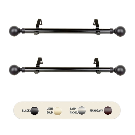 Set of 2 Black Solid Elegant Side Curtain Rods 52"