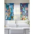 thumbnail image 6 of Colorful Stone Semi Sheer Window Curtains 45 Inches Long, Rainbow Abstract Oil Painting Brushwork Rod Pocket Voile Silky Chiffon Curtain Light Filtering Drapes for Living Room, 52"x45", 2 Panels, 6 of 9