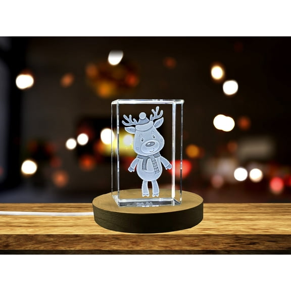 Graceful Reindeer | 3D Engraved Crystal Sculpture