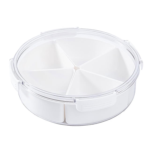 Bandeja Para Servir Aperitivos De Cuatro Compartimentos Plato De Fruta Transparente Recipiente De Almacenamiento De Dulces De Plástico Multiusos Con Tapa Para Aperitivos De Frutas Dulces seitruly HA028041-02