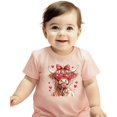 thumbnail image 3 of Cute Highland Cow Valentine's Day Shirt for Kids Hearts and Candy Tee for Girls Peach Shirt 18 Months, 3 of 5