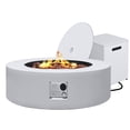 thumbnail image 2 of UPHA 42-inch Outdoor Propane Round Fire Pit Table 50000 BTU Iron Gas FirePit for Outside Patio with Tank Cover, Removable Lid, Lava Rocks, Rain Cover, White, 2 of 9