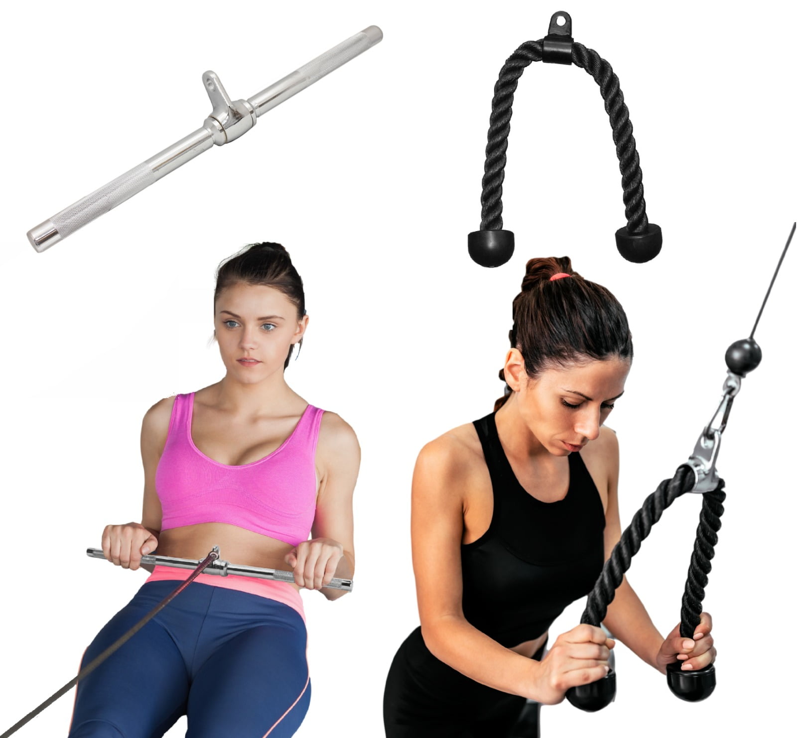 Gym Exercises Tricep Rope Handle Rubber Pull Down Bicep Cable Attachment Grip 