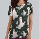 thumbnail image 4 of Tops Cortos para las Mujeres, Halloween Impreso en Cuello en V con Bolsillo, Moda Casual Manga Corta, 4 of 5