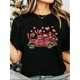 thumbnail image 1 of Camiseta de manga corta con cuello redondo y estampado de corazón y rosa para mujer, ideal para el día de San Valentín, informal, de verano, con gráficos para adultos y hombres. Camiseta deportiva inf, 1 of 6