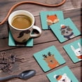 thumbnail image 3 of Inkdotpot Set of 6 Drink Coasters DecorativeNon,SlipCork Base4-inch Square PrintedCoastersEasy Clean- Winter Animals, 3 of 8