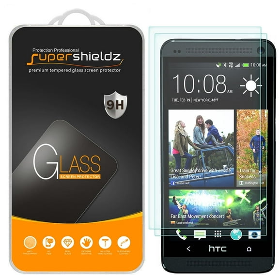 [2-Pack] Supershieldz for HTC One M7 Tempered Glass Screen Protector, Anti-Scratch, Anti-Fingerprint, Bubble Free