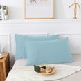 thumbnail image 4 of Dan River Standard Pillowcase Aqua Set of 2 with Envelope Closure Jersey Knit Cotton Ultra Soft Breathable - 20x30 in, 4 of 9