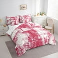 thumbnail image 3 of Feelyou Chic Art Abstract Twin Bedding Sets 7-Piece for Adult, Modern Fashion Stripes Bedding Comforter Set, Red Watercolor Reversible Sheet Sets, Lightweight Room Decor, 3 of 7
