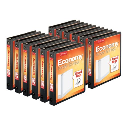 Cardinal Economy Value Round Ring Binders ClearVue Cover Black 1 inch Pack of 12