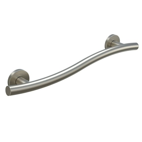 Keeney 16"L Wave Designer Safety Grab Bar for Tub/Shower, Brushed Nickel