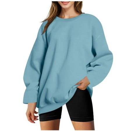 FamilyThread Women Crewneck Sweatshirt Long Sleeve Oversized Pullover Tops Casual Sweatshirt