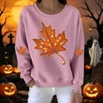 thumbnail image 3 of ZGRBOU Fall Maple Leaf Print Sweatshirts for Women Long Sleeve Crew Neck Pullover Tops Halloween Fashion Festival Outfit, 3 of 4