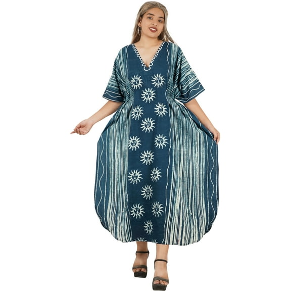 HAPPY BAY Women's Summer Loose Caftan Maxi Night Evening Gown Loungewear Dashiki House Dresses for Women 2X-3X Regal, Sun