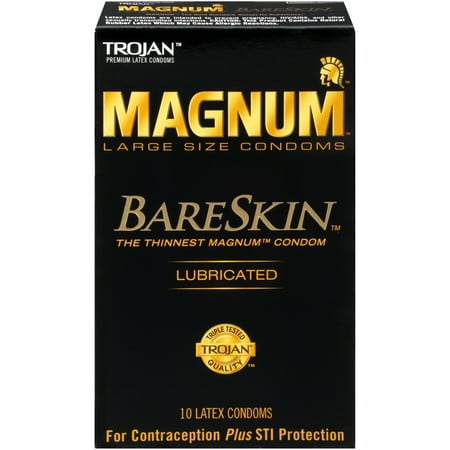 TROJAN MAGNUM BARESKIN Large Size Condoms, 10 (Best Condom Brand To Prevent Pregnancy In India)