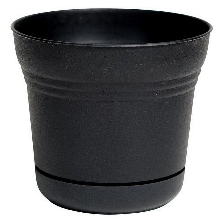 Bloem 6.5 in. H Plastic Saturn Flower Pot Black Bloem 6.5 in. H Plastic Saturn Flower Pot Black