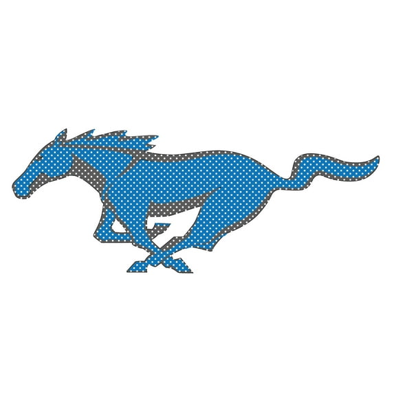 iPick Image for Ford Mustang Pony in Blue Perforated Unobstructed View 12" Vinyl Window Film Adhesive Wrap Graphic Decal, Official Licensed