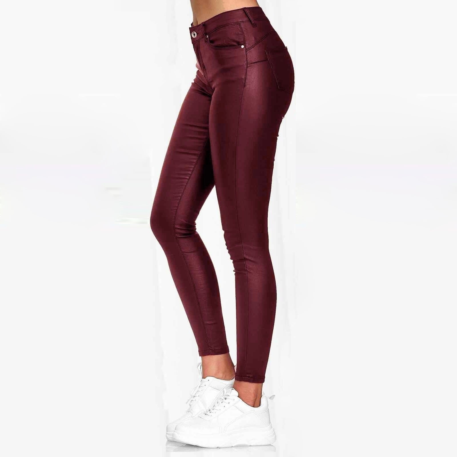 iHPH7 Leather Leggings Faux Leather Leggings for Women Pleather Leggings High Waisted Leggings for Women Yoga Leggings for Women High Waisted Leather Leggings Faux Leather Pants Wine S