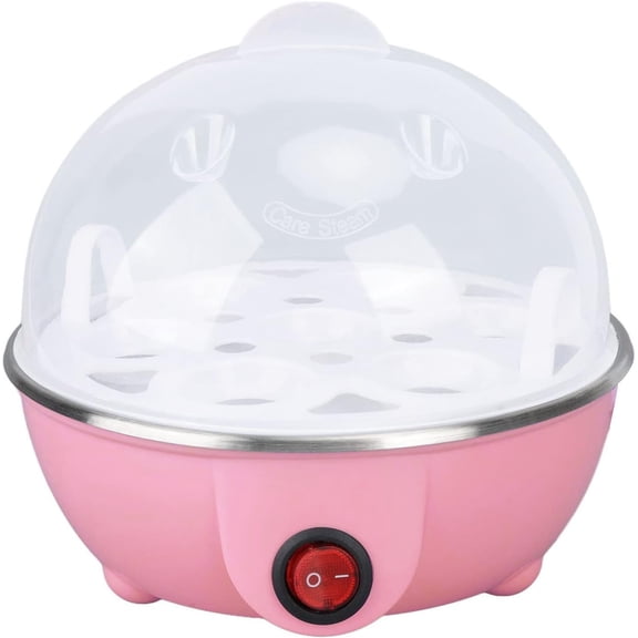 Egg Cooker,7 Eggs Capacity Electric Egg Cooker Anti Dry Burning Automatic Power Off Egg Poacher with Heating Plate Boiled Egg Cooker (Pink)